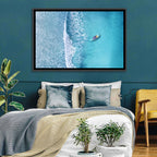 Lone Boat Over Turquoise Waves Wall Art
