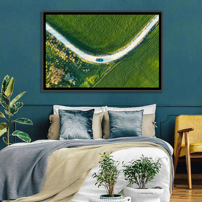 Aerial Farm Fields at Golden Hour Wall Art
