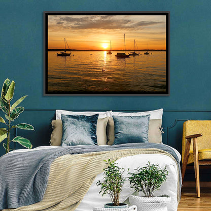 Lake Mendota Golden Sailboats Wall Art