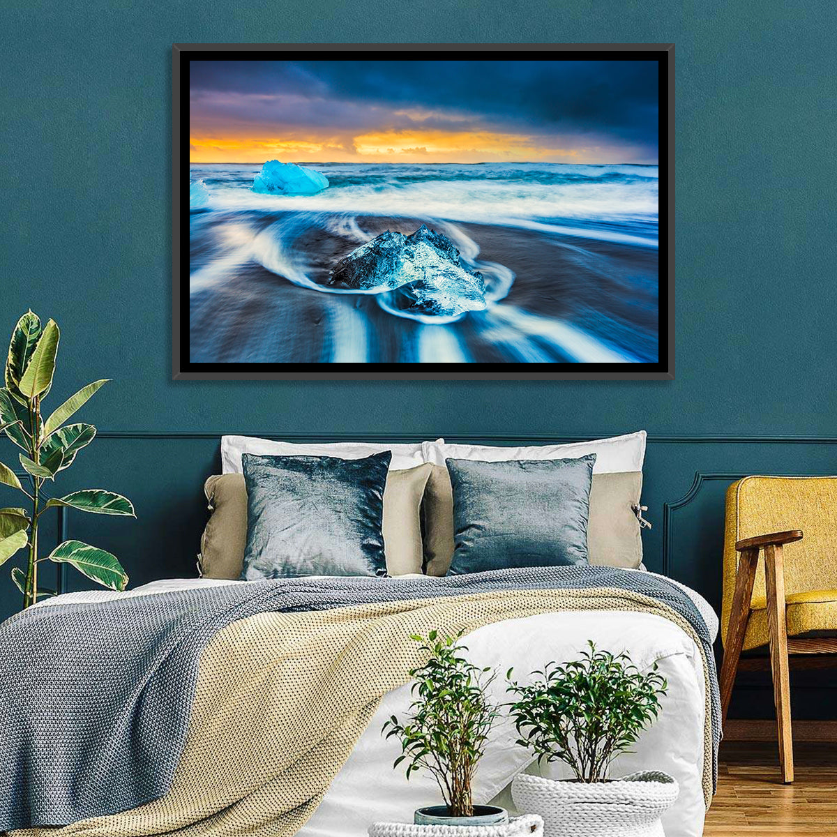 Diamond Beach Ice at Dusk Wall Art