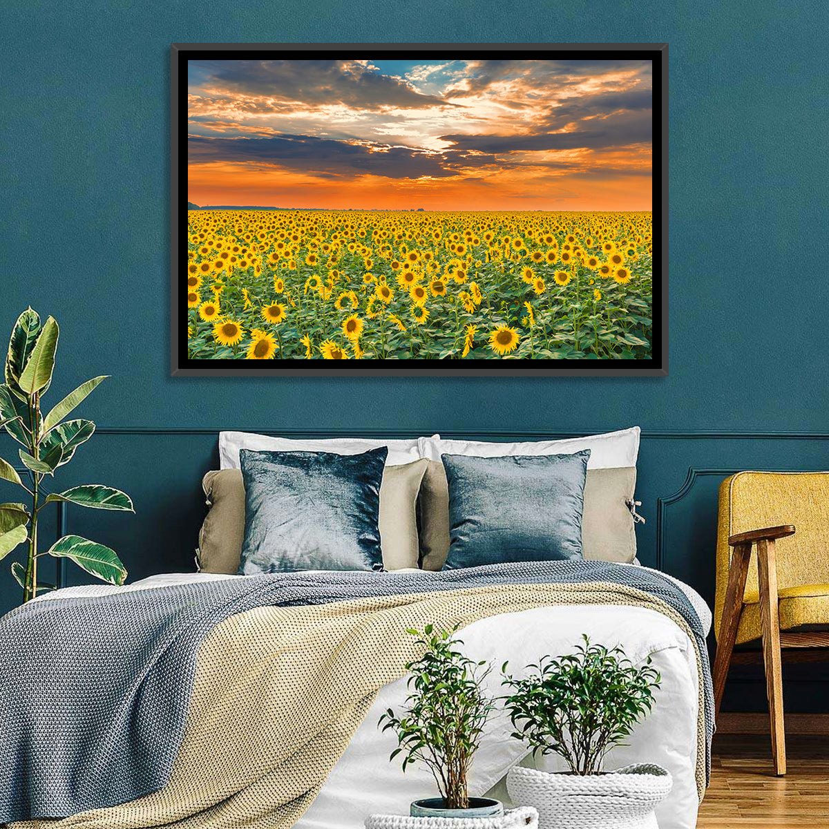 Golden Hour Sunflower Field Wall Art