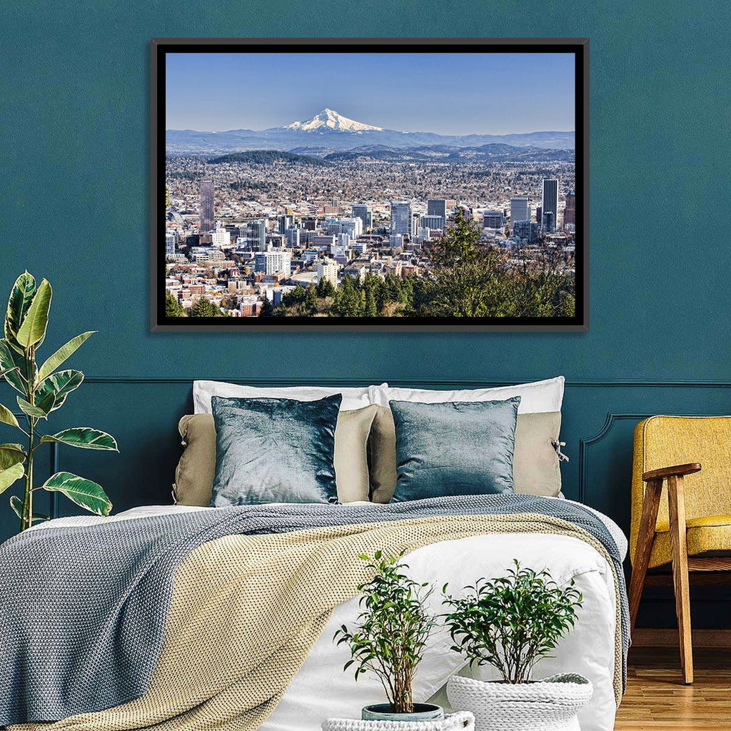 Portland Skyline with Mount Hood Wall Art