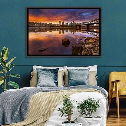Portland Skyline at Sunset Wall Art