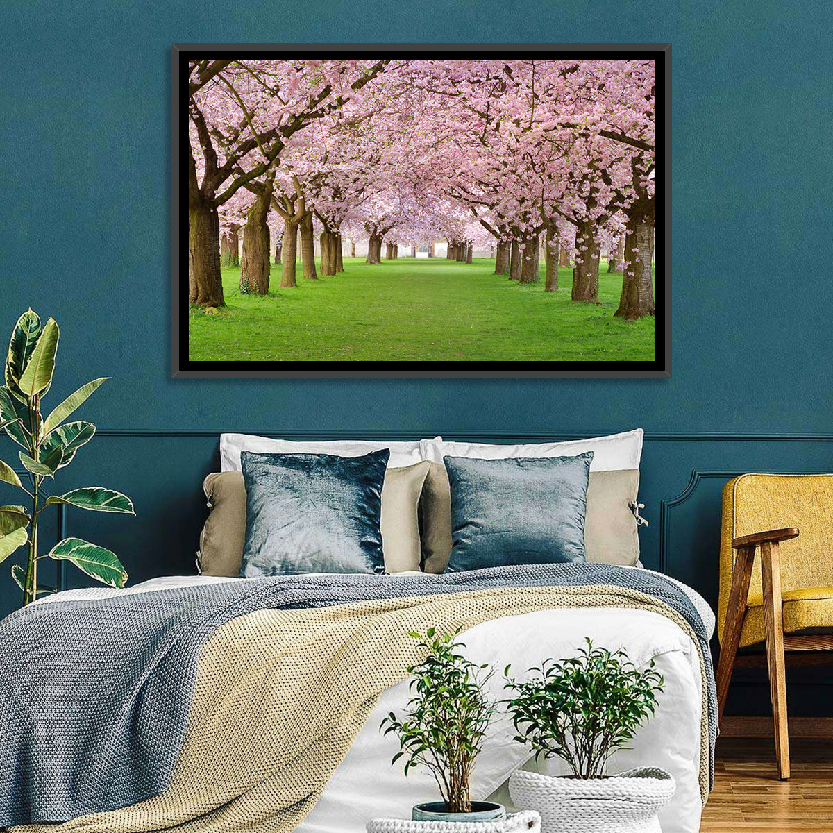 Cherry Blossom Avenue Wall Art in a room, landscape