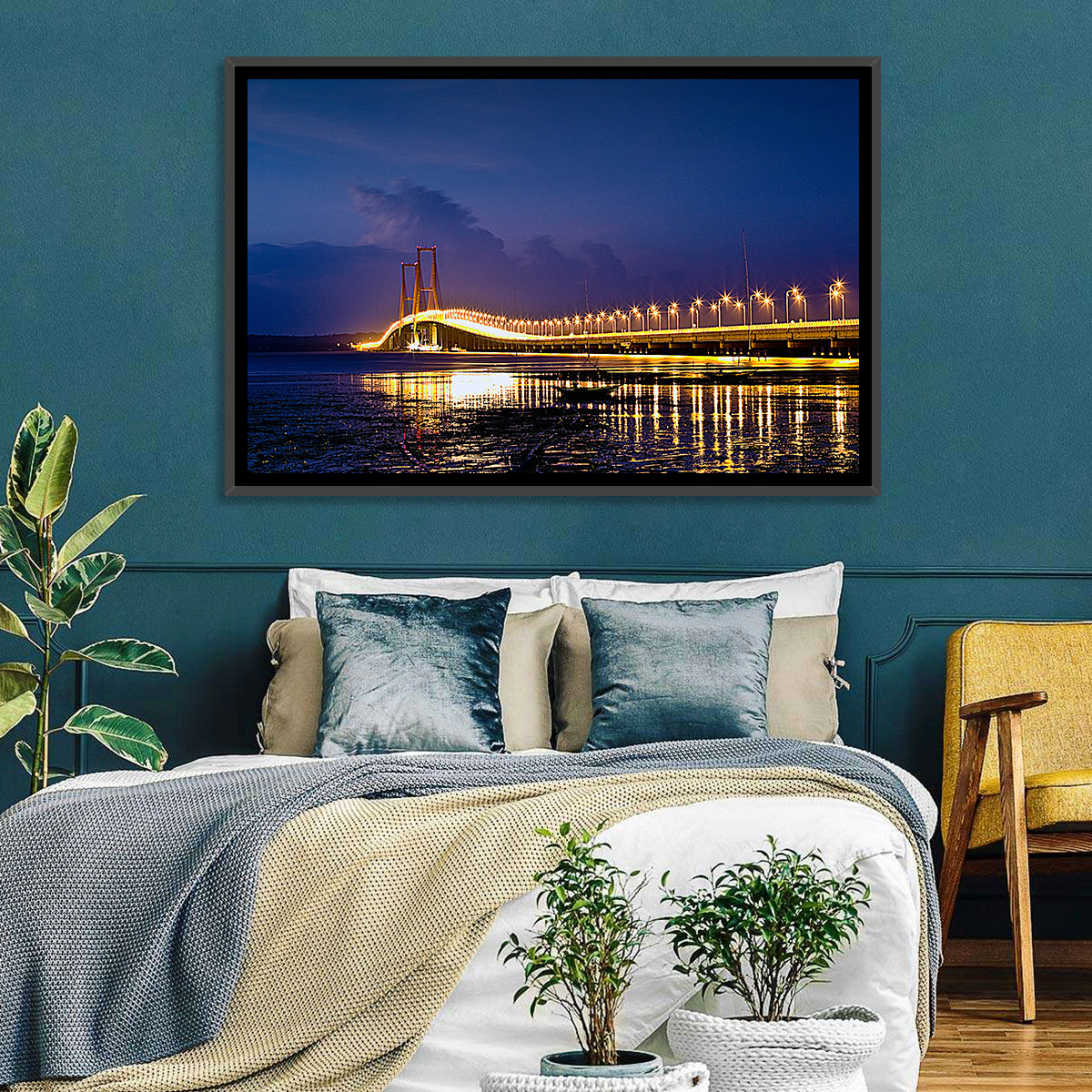 Suramadu Bridge at Dusk Wall Art in a room, landscape