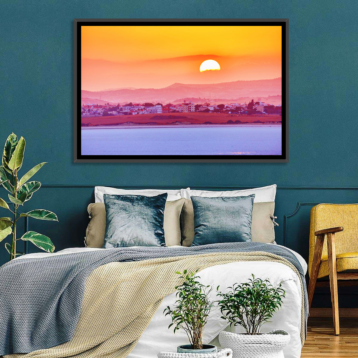 Golden Salt Lake Sunset Wall Art
