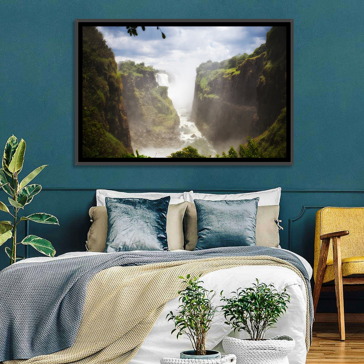 Victoria Falls Zambezi Gorge Wall Art in a room, landscape