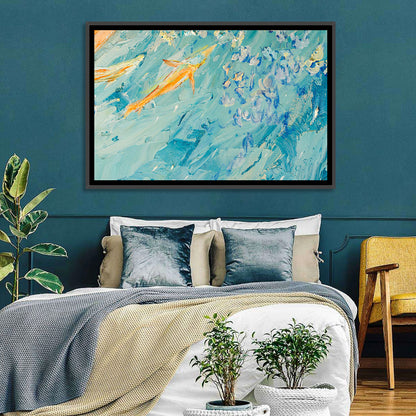 Koi in Blue Abstract Wall Art