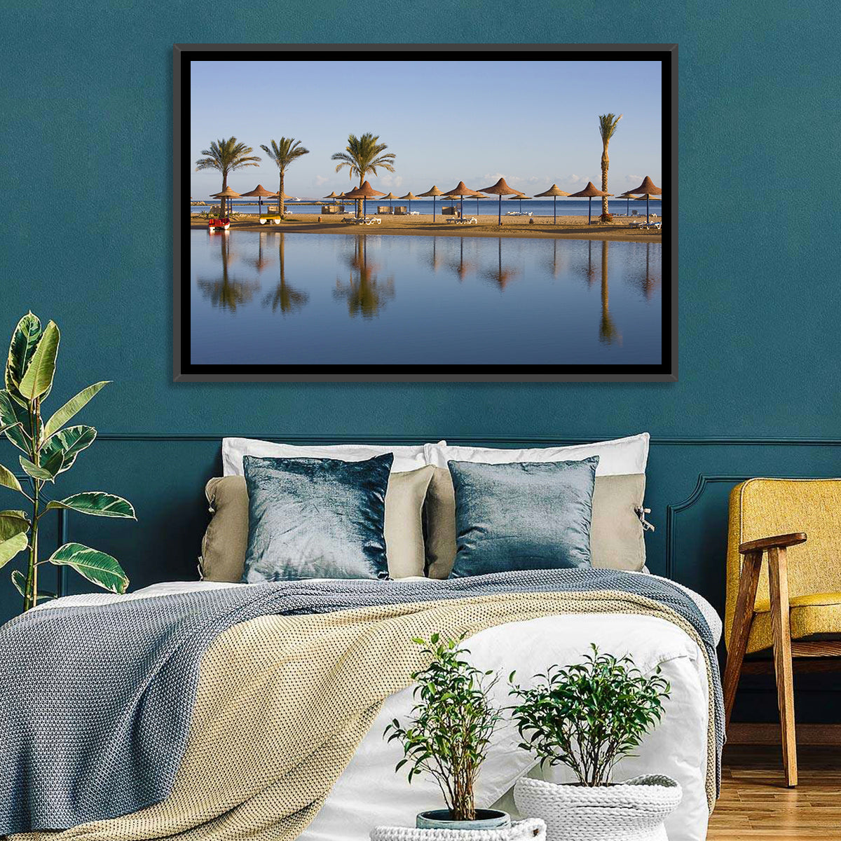Hurghada Beach Seascape Wall Art in a room, landscape