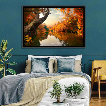 Golden Autumn River Reflections Wall Art