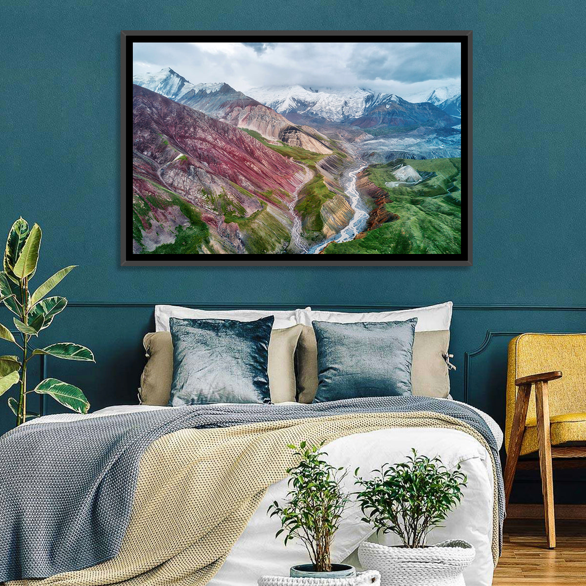 Mount Lenin Glacial Valley Wall Art in a room, landscape