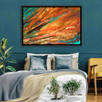 Flowing River Abstract in Orange and Teal Wall Art