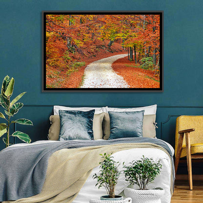 Misty Gravel Path Through Autumn Trees Wall Art