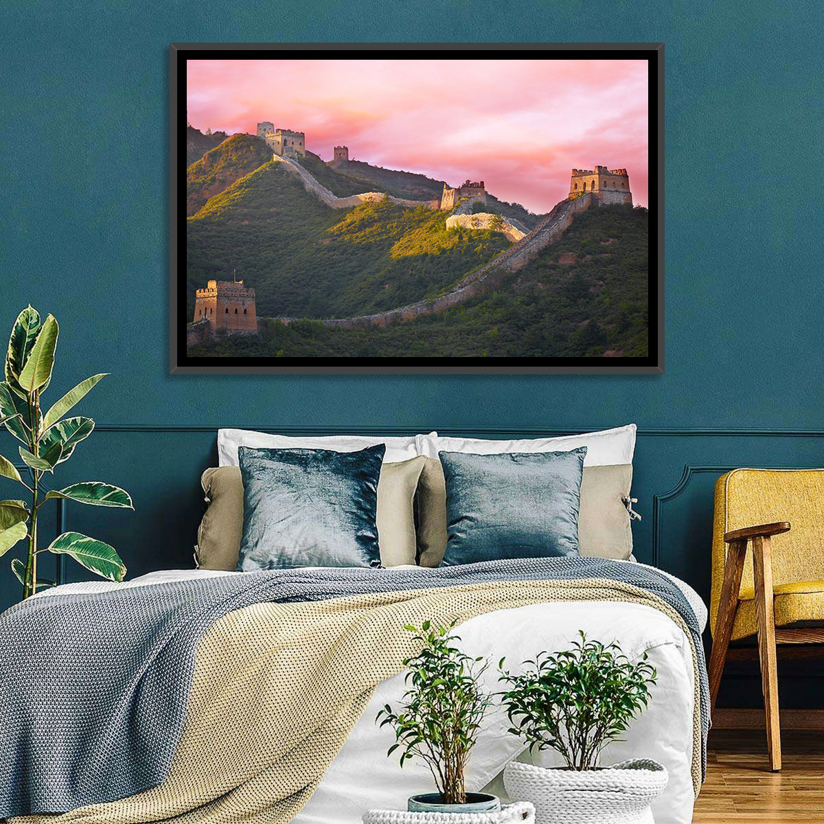 Great Golden Hour Watchtowers Wall Art in a room, landscape