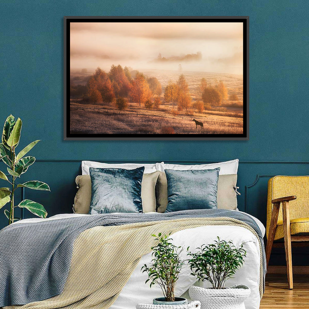 Autumn Morning Horse Silhouette Wall Art