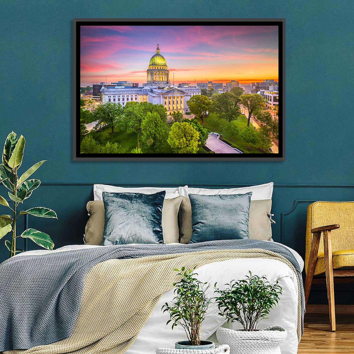 Madison State Capitol at Dusk Wall Art in a room, landscape