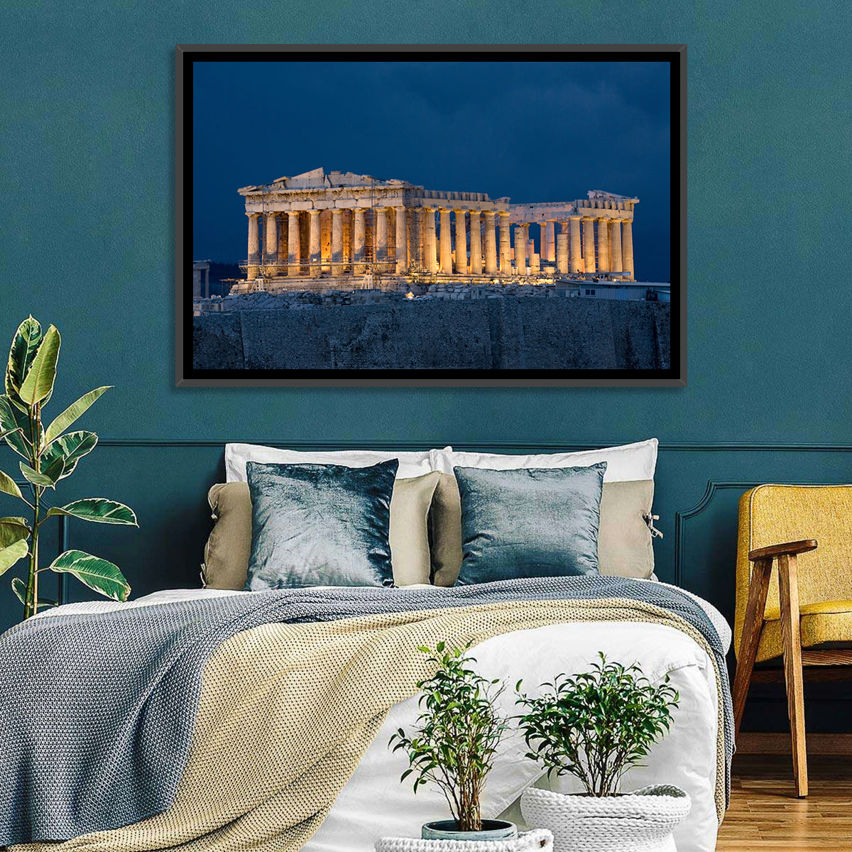 Illuminated Parthenon at Night Wall Art