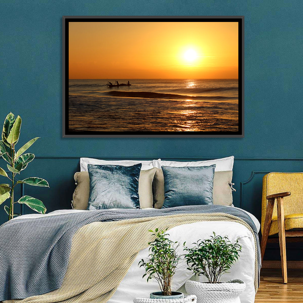Puri Beach Sunrise Wall Art in a room, landscape