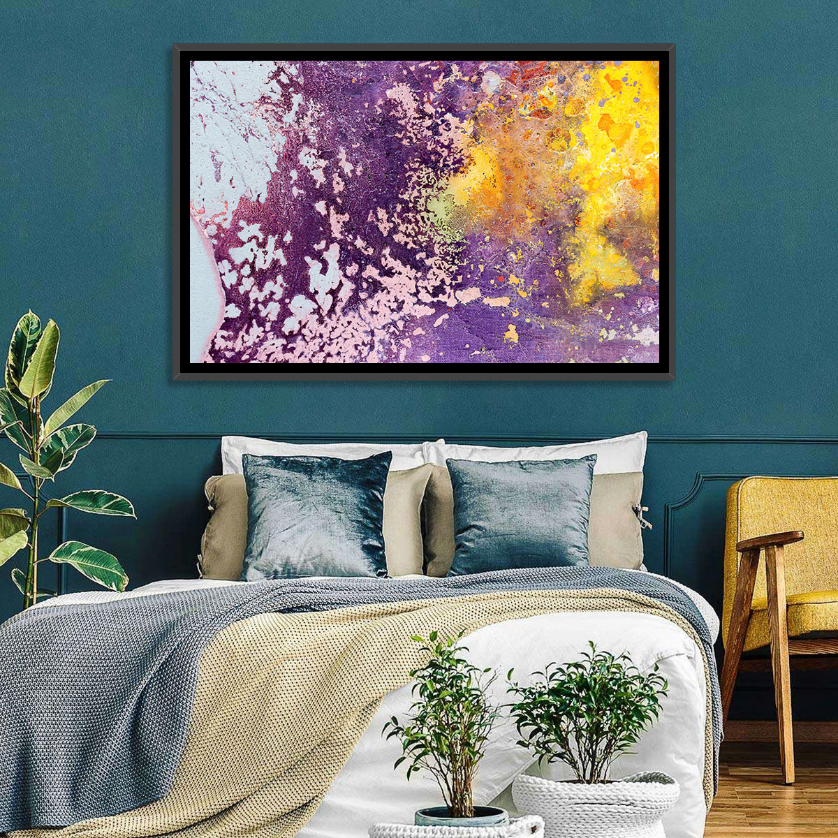 Color Fusion Abstract Wall Art in a room, landscape