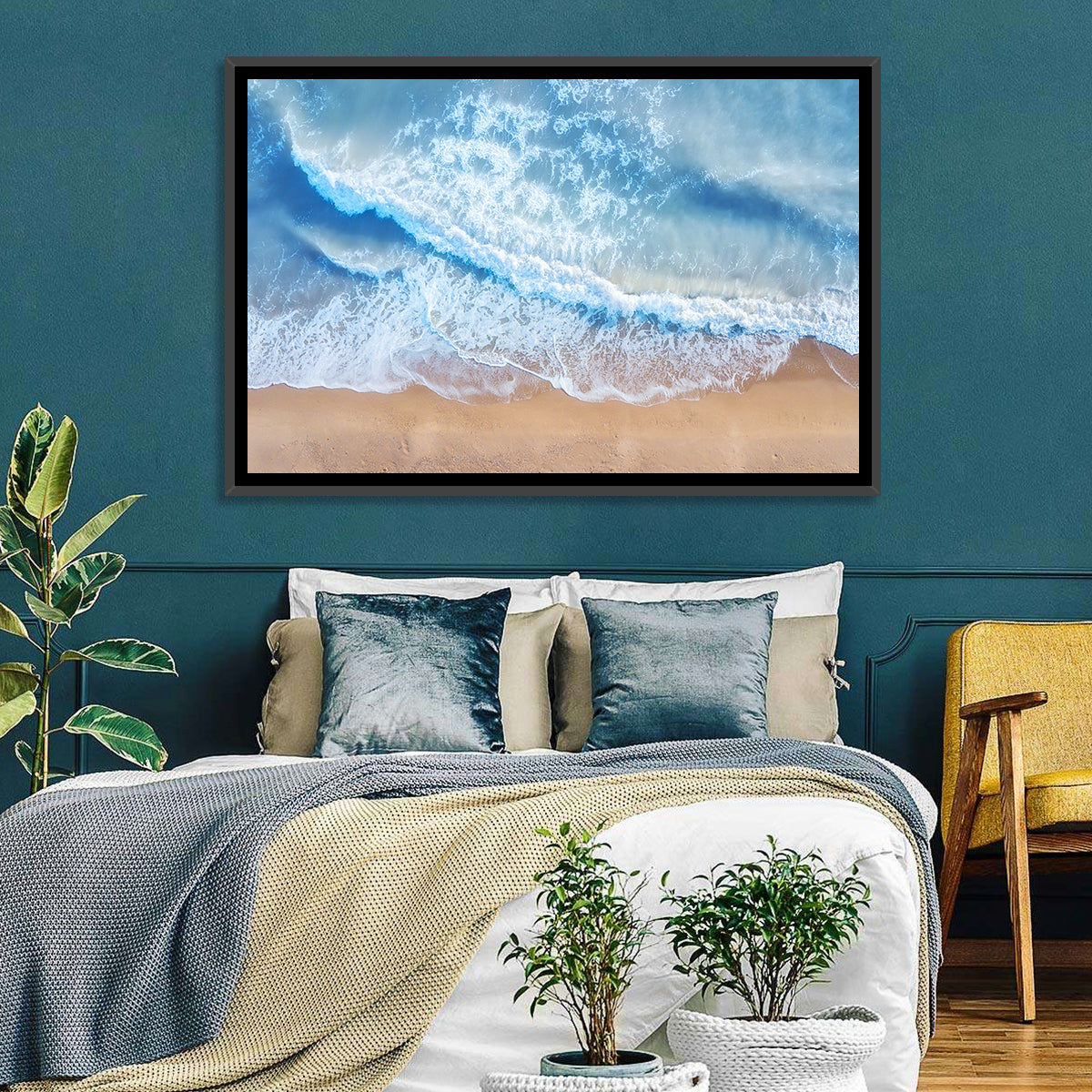 Aerial Turquoise Beach Waves Wall Art