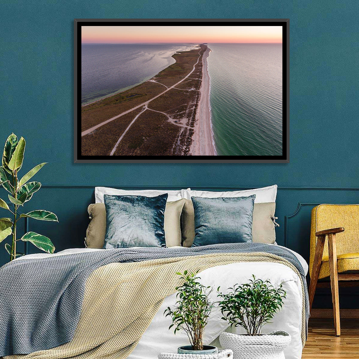 Byriuchyi Island Coastline Wall Art in a room, landscape