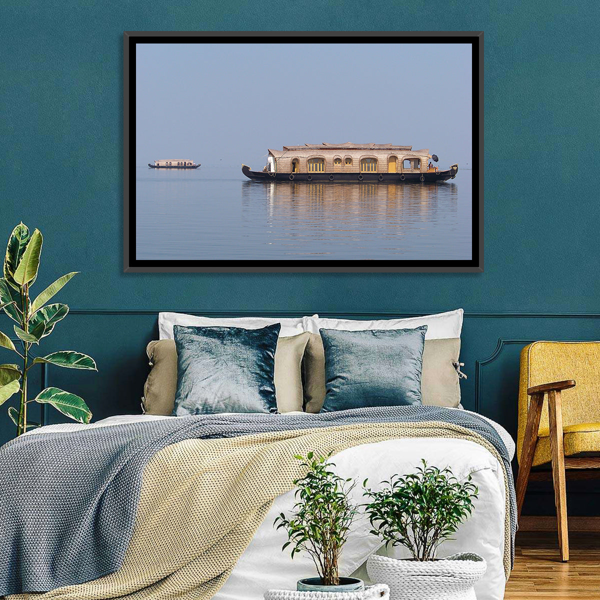 Thatched Houseboat on Vembanad Lake Wall Art