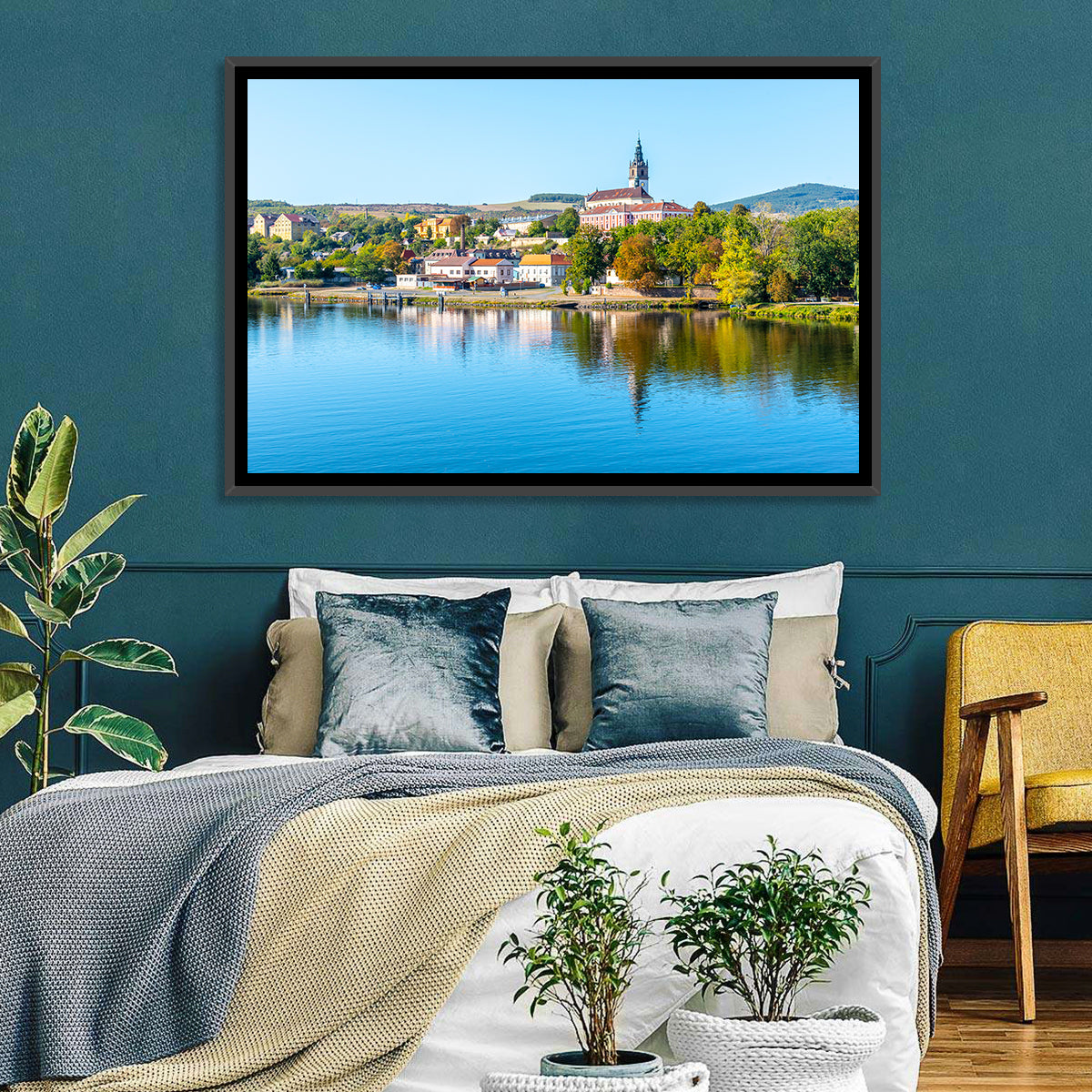 Roudnice Castle Riverbank Reflections Wall Art