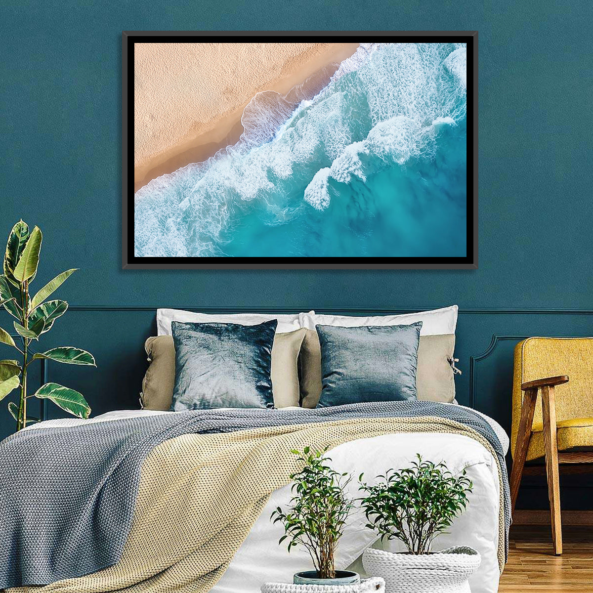 Aerial Turquoise Beach Waves Wall Art