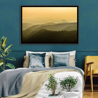 Misty Golden Ridge Landscape Wall Art