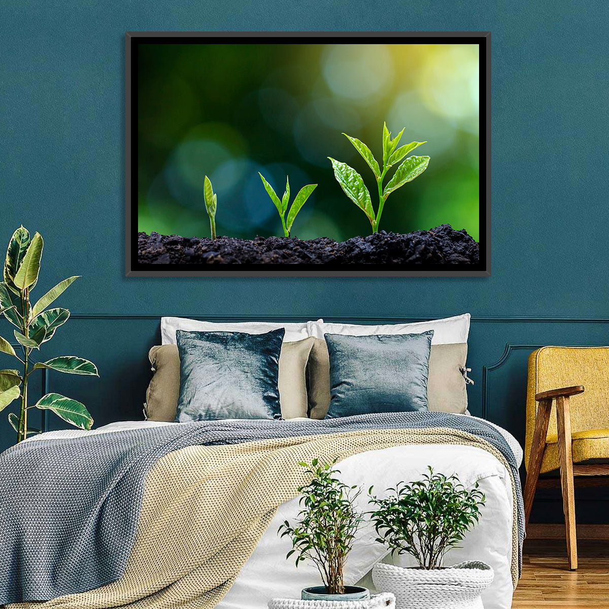 Seedling Growth Stages Wall Art in a room, landscape
