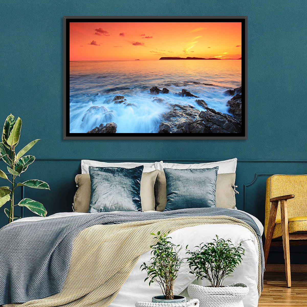 Dubrovnik Sunset Over Rocky Shore Wall Art