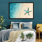 Blue Starfish on Sandy Beach Wall Art