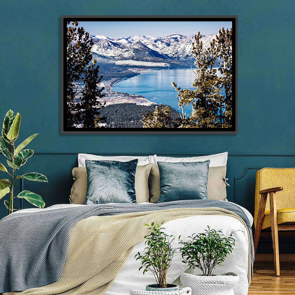 Lake Tahoe Sierra Vista Wall Art in a room, landscape