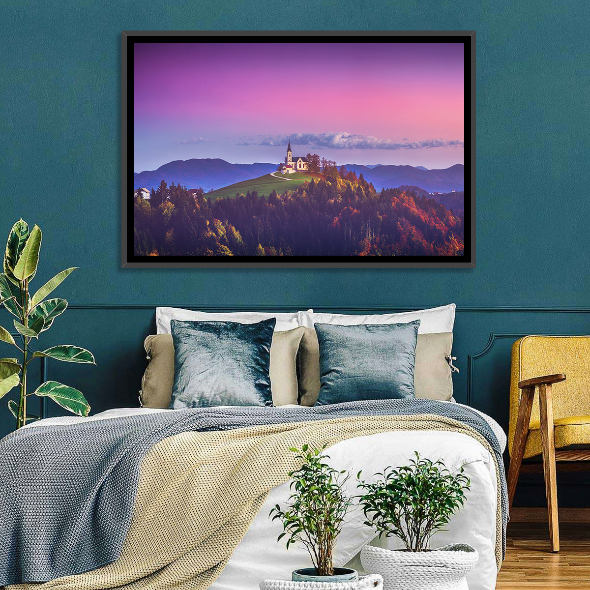 Saint Leonard Hilltop Church Wall Art in a room, landscape