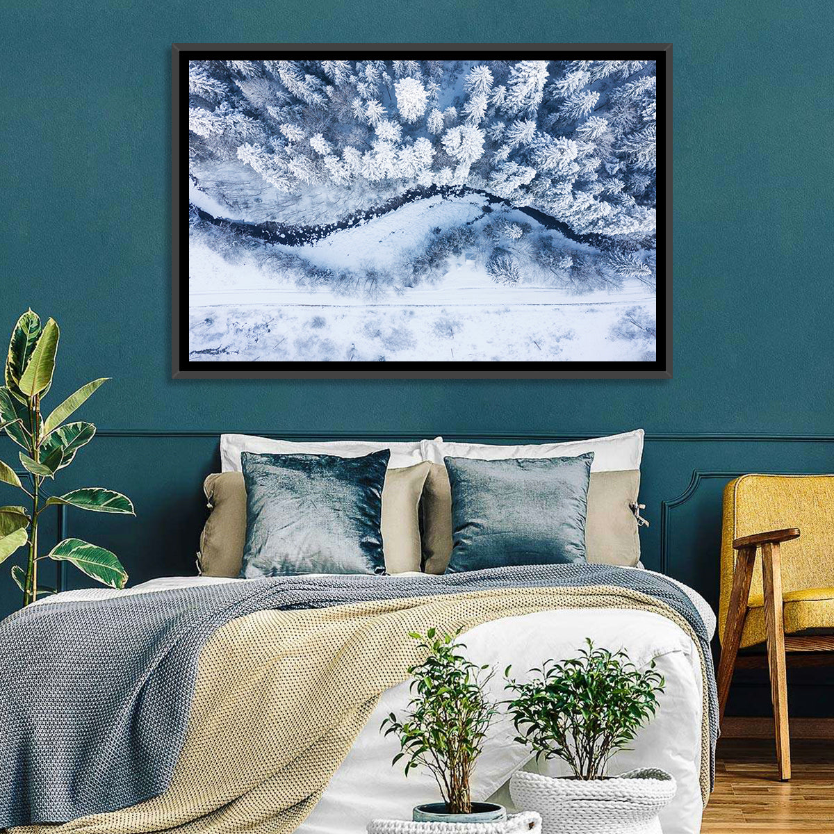 Winding Snowy River Wall Art in a room, landscape
