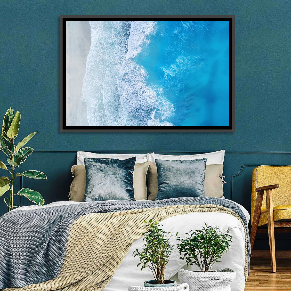 Aerial Turquoise Beach Waves Wall Art
