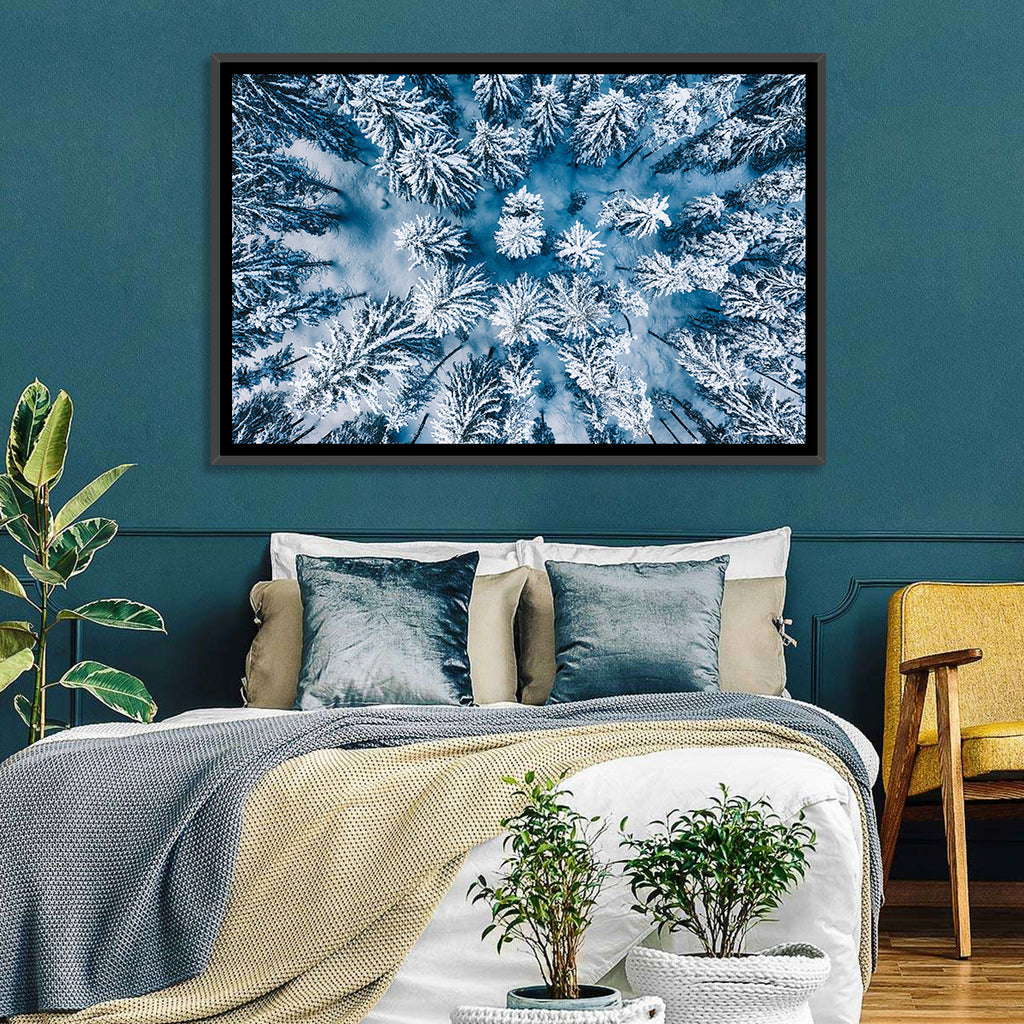 Aerial Snowy Evergreen Canopy Wall Art