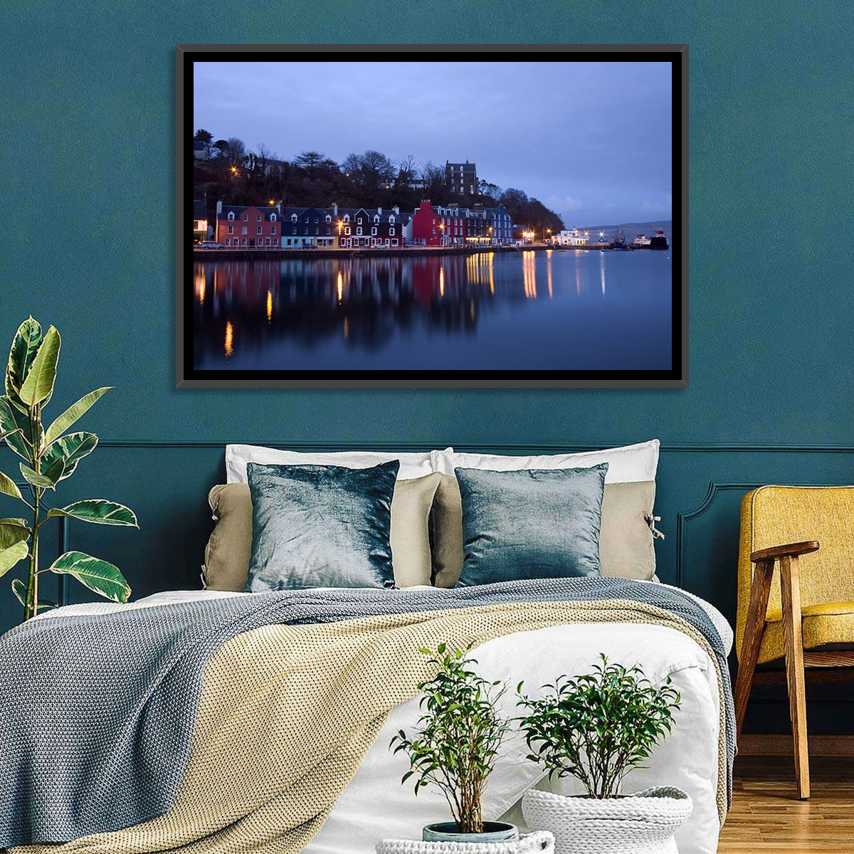 Tobermory Harbour at Twilight Wall Art in a room, landscape