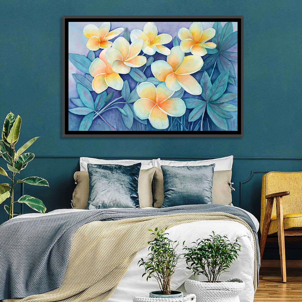 Watercolor Frangipani Cluster Wall Art