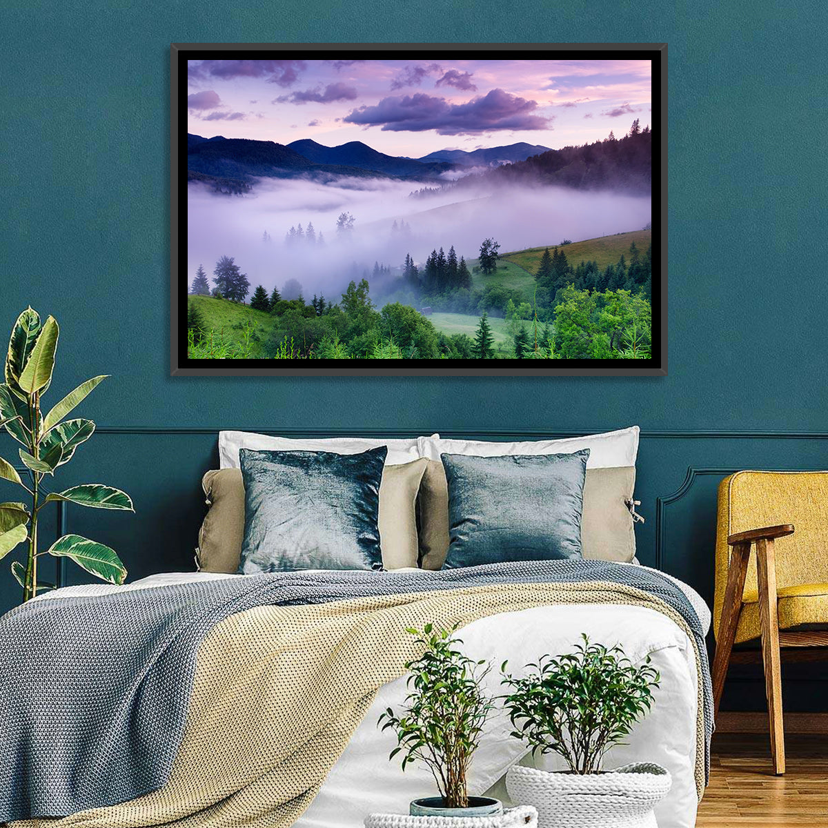 Misty Mountain Valley at Twilight Wall Art
