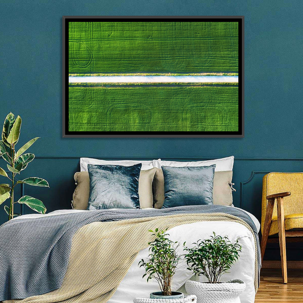 Aerial Irrigation Canal View Wall Art in a room, landscape