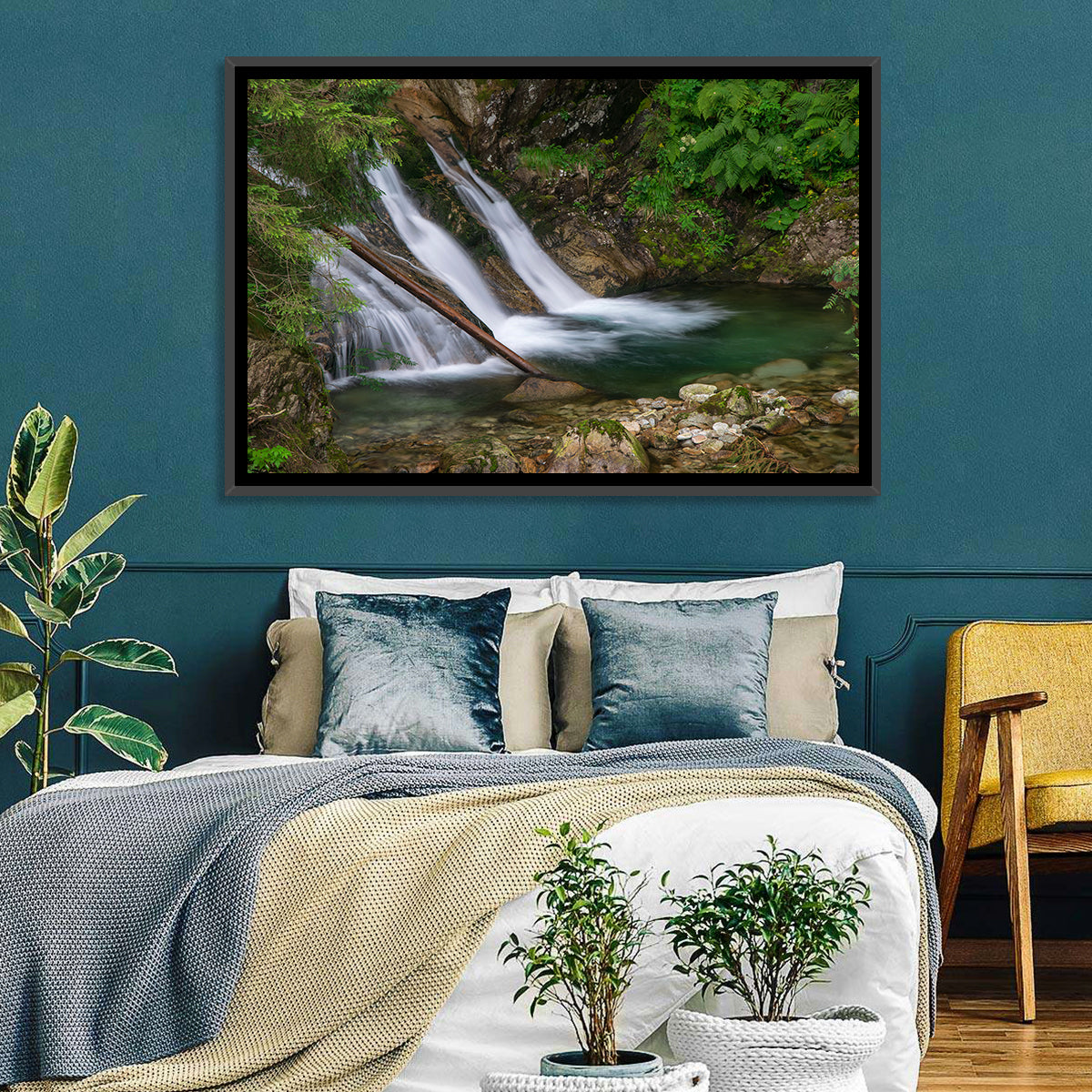 Mount Mickiewicz Waterfall Wall Art in a room, landscape