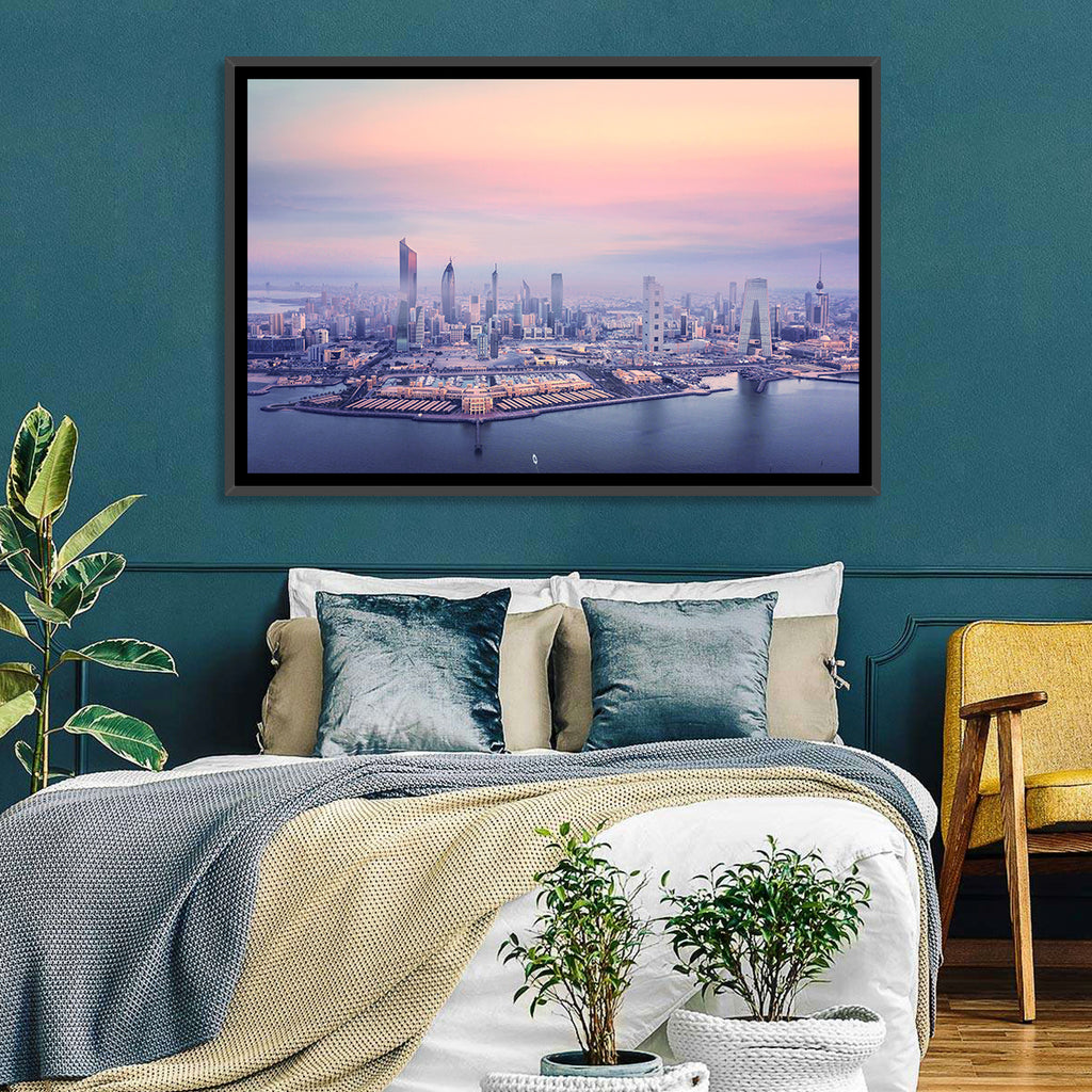Kuwait City Twilight Skyline Wall Art
