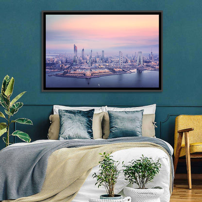Kuwait City Twilight Skyline Wall Art