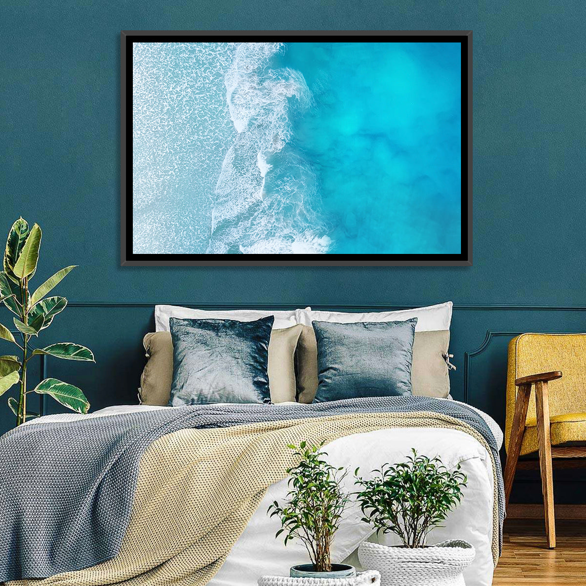 Turquoise Aerial Ocean Waves Wall Art