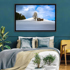 Rustic Barn on a Snowy Hill Wall Art
