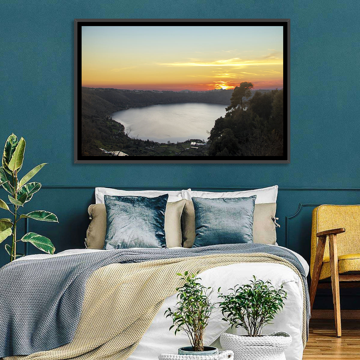 Lake Nemi Golden Sunset Wall Art