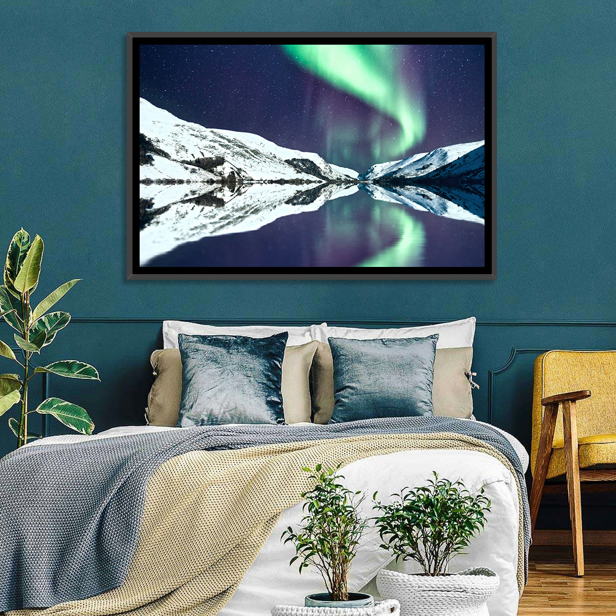 Emerald Aurora Over Mirror Lake Wall Art