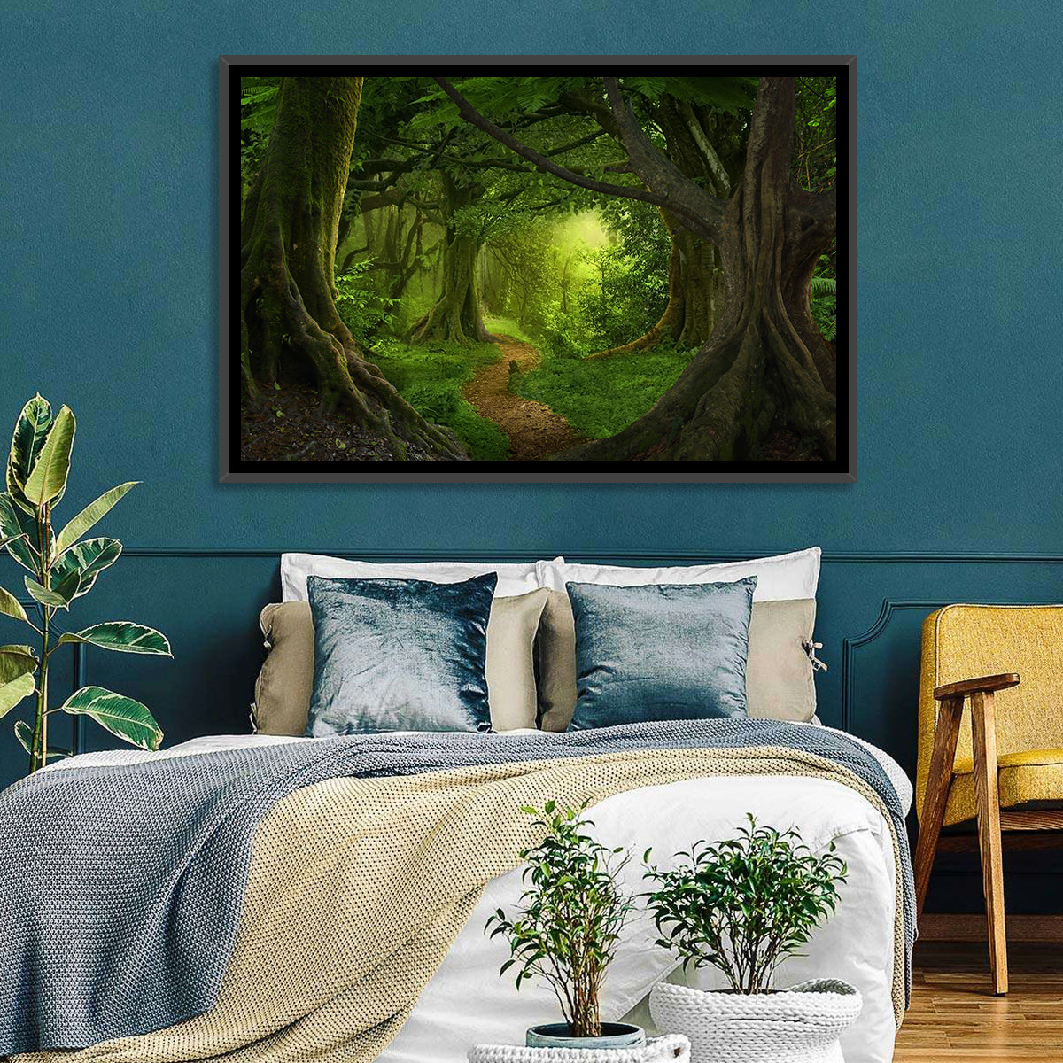 Tropical Forest Path Wall Art in a room, landscape