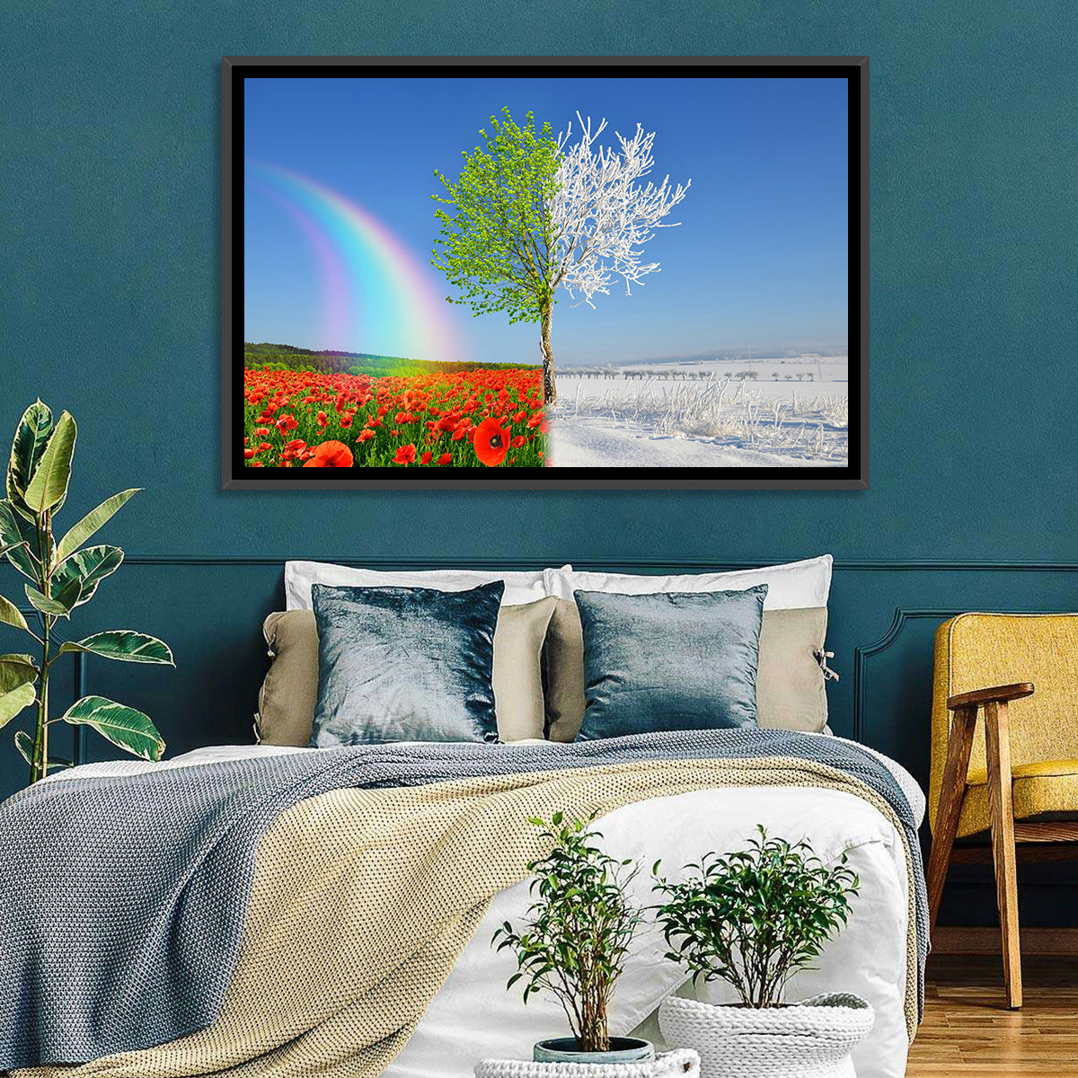 Seasonal Split Landscape Wall Art in a room, landscape